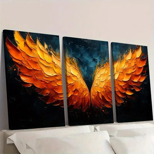 3pcs Abstract Huge Original Wings PK Wall Art Set Canvas Framed 60x90cm - High Quality Print 100% Australian Made Wall Canvas Ready to Hang