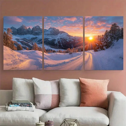 3pcs Alpine Highlands Sunlit Sky Metal Print Ready to Hang Art - Bella Home Decor