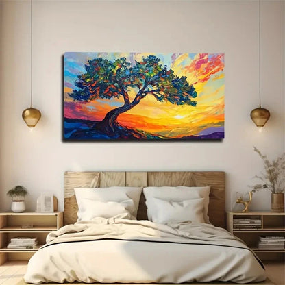 Vibrant Tree Of Life Décor Wall Art Canvas Office Home Room Framed 120x60cm
