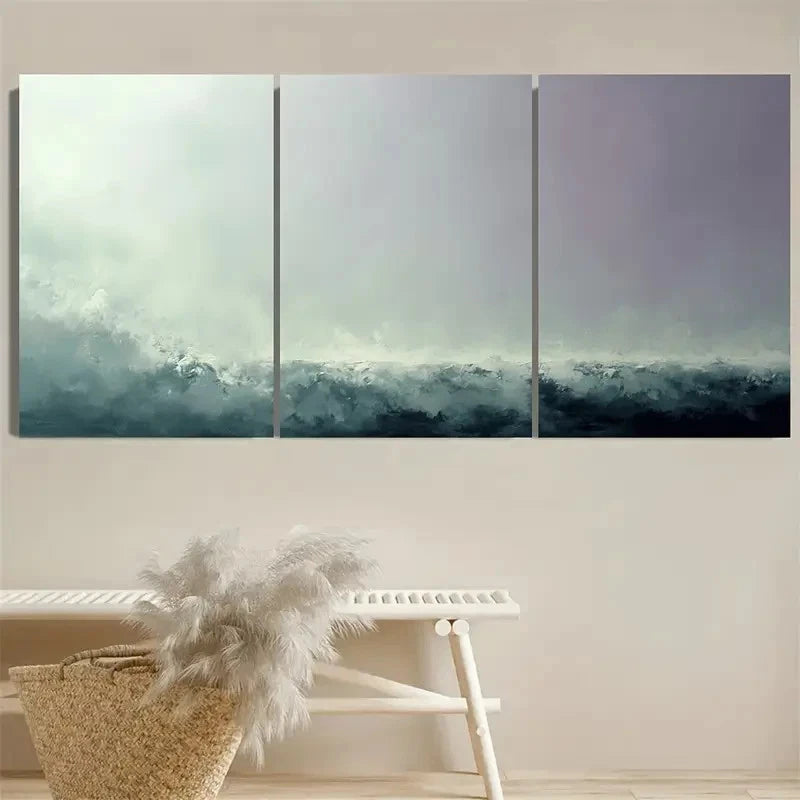 3pcs Calming Feldmos Wall Art Set Canvas Framed 40x60cm - High Quality Print 100% Australian Made Wall Canvas Ready to Hang - Bella Home Decor