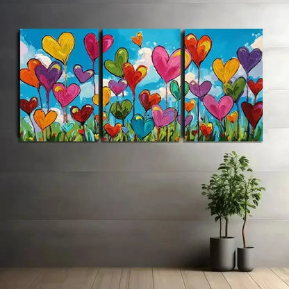 3pcs Countless Hearts Paintings And Posters Metal Print Ready to Hang Art - Bella Home Decor