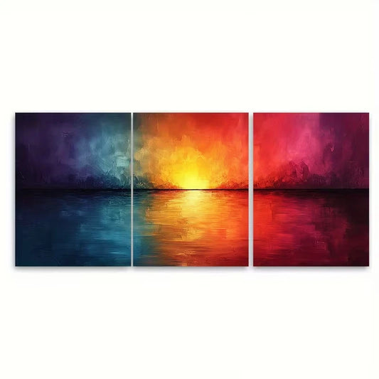 3pcs Abstract Colorful Landscape Metal Print Ready to Hang Art