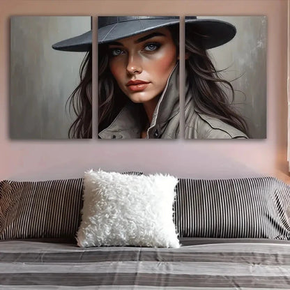 3pcs Stylish Woman Portrait Spray Painted Art Wall Art Set Canvas Framed 60x90cm - High Quality Print 100% Australian Made Wall Canvas Ready to Hang