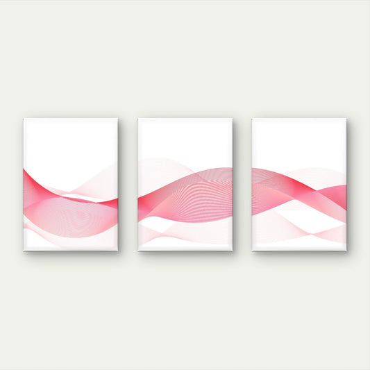 3pcs Pink Wave Line Art Modern Minimalist Wall Art Set Canvas Framed 60x90cm - High Quality Print 100% Australian Made Wall Canvas Ready to Hang
