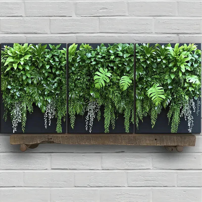 3pcs Green Plants Under the Sunshine Metal Print Ready to Hang Art - Bella Home Decor