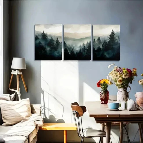 3pcs Mountain and Trees Landscape Wall Art Set Canvas Unframed - High Quality Print 100% Australian Made Wall Canvas