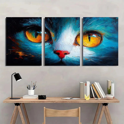 3pcs Cat Pet Abstract Modern Painting Metal Print Ready to Hang Art - Bella Home Decor