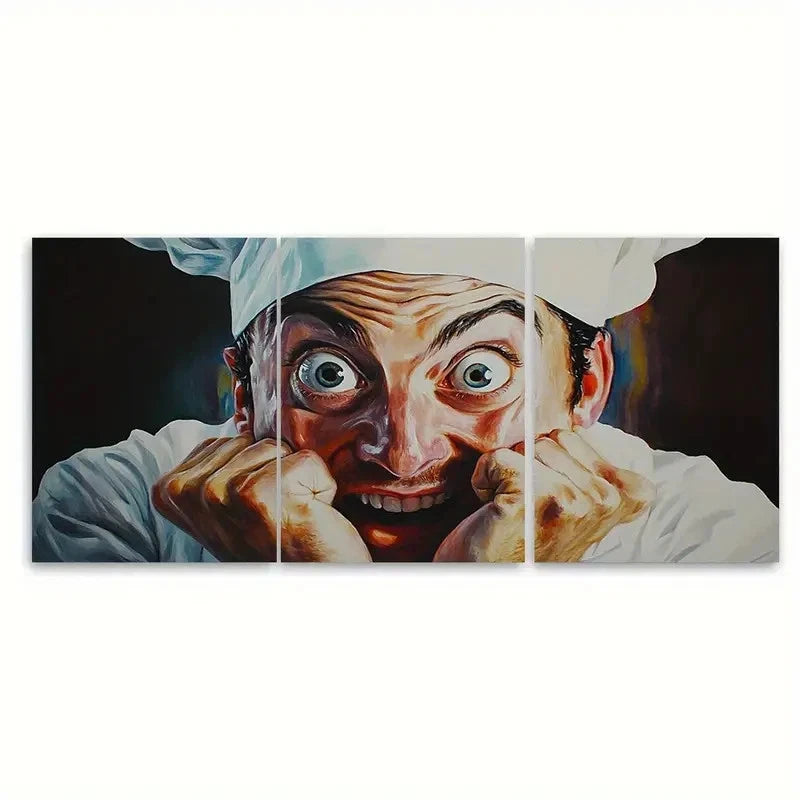 3pcs Chef Was Cute Would Eat Here Again Design Wall Art Set Canvas Framed 60x90cm - High Quality Print 100% Australian Made Wall Canvas Ready to Hang - Bella Home Decor