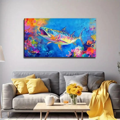 Open Mouth Fish Perfect Wall Art Canvas Office Home Room Framed 120x60cm