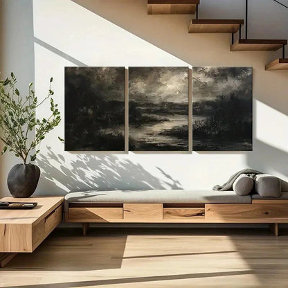 3pcs Dark Landscape Art Abstract Nature Metal Print Ready to Hang Art - Bella Home Decor