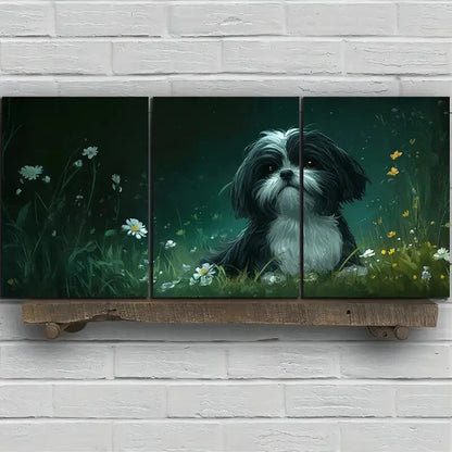 3pcs Charming Dog in Nature Theme Metal Print Ready to Hang Art - Bella Home Decor