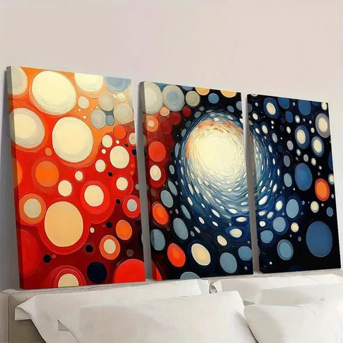 3pcs Blue Red Dots by Yayoi Kusama Japanese Z Wall Art Set Canvas Unframed - High Quality Print 100% Australian Made Wall Canvas - Bella Home Decor
