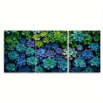 3pcs Succulent Plant Purple Green Decor Wall Art Set Canvas Framed 60x90cm - High Quality Print 100% Australian Made Wall Canvas Ready to Hang