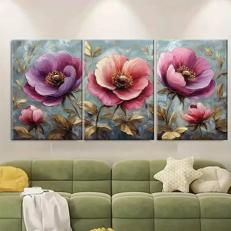 3pcs Elegant Botanical Metal Print Ready to Hang Art