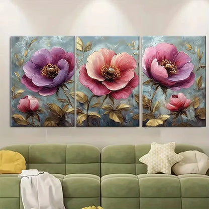 3pcs Elegant Botanical Metal Print Ready to Hang Art