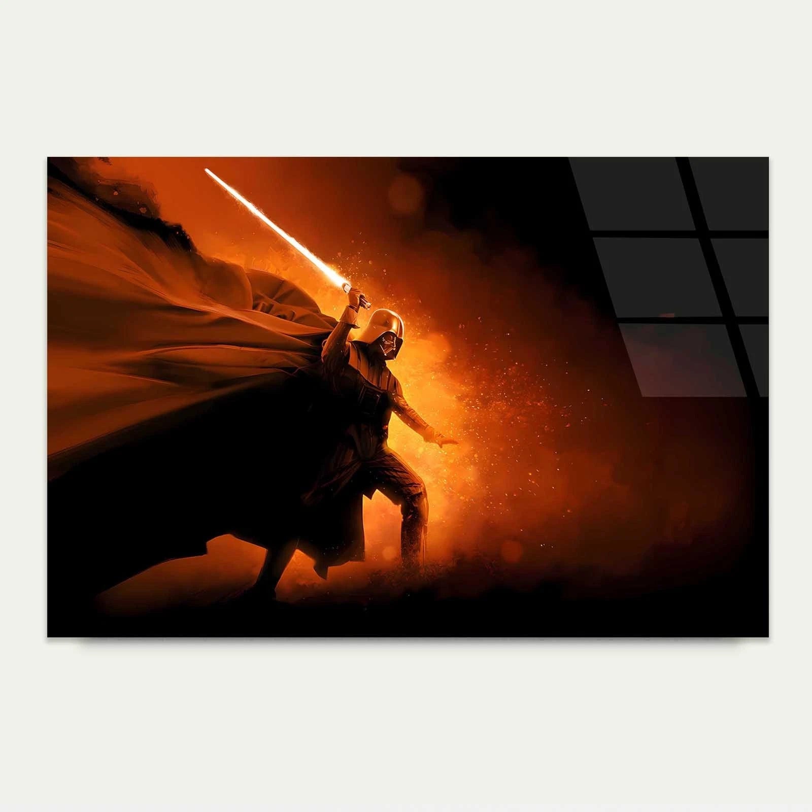 Warrior Raising Red Laser Sword Glass Printing Wall Art Australian Made Quality - Bella Home Decor