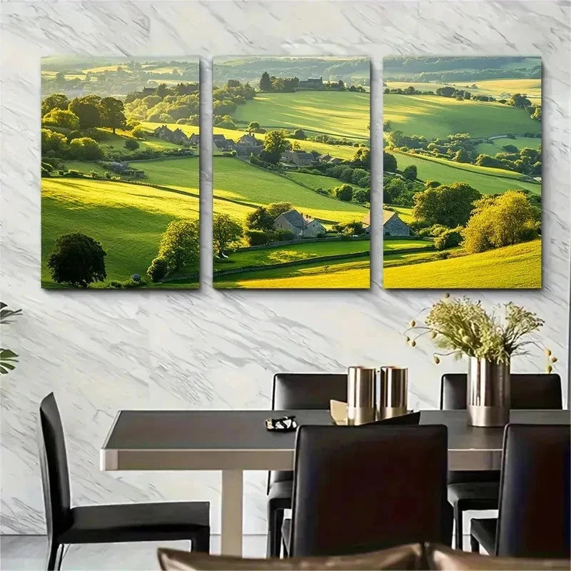 3pcs English Country Style Travel Perfect Wall Art Set Canvas Framed 50x70cm - High Quality Print 100% Australian Made Wall Canvas Ready to Hang