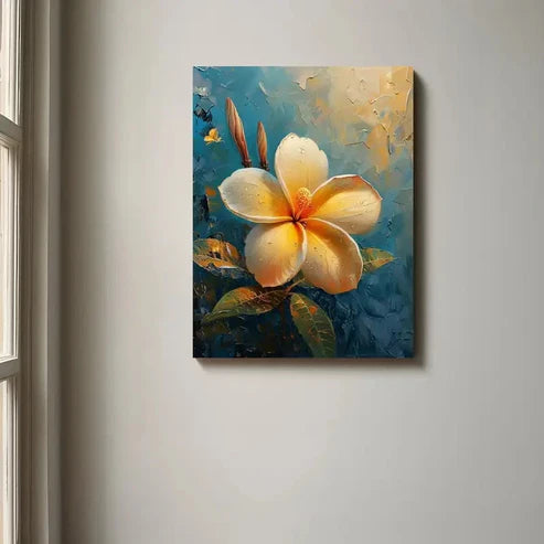 Beautiful Vibrant Plumeria Flower Botanical Painting 60x90cm Metal Print Ready to Hang