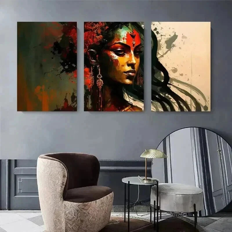 3pcs Abstract Woman Modern Vibrant Perfect Wall Art Set Canvas Framed 60x90cm - High Quality Print 100% Australian Made Wall Canvas Ready to Hang - Bella Home Decor