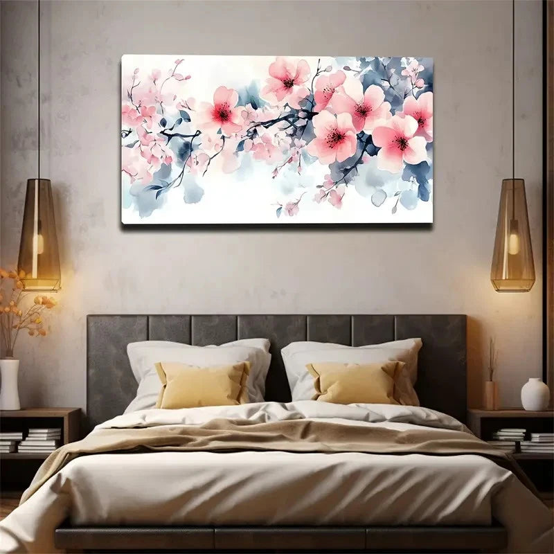 Realistic Blooming Pink Floral Wall Art canvas office home room framed 120x60cm - Bella Home Decor
