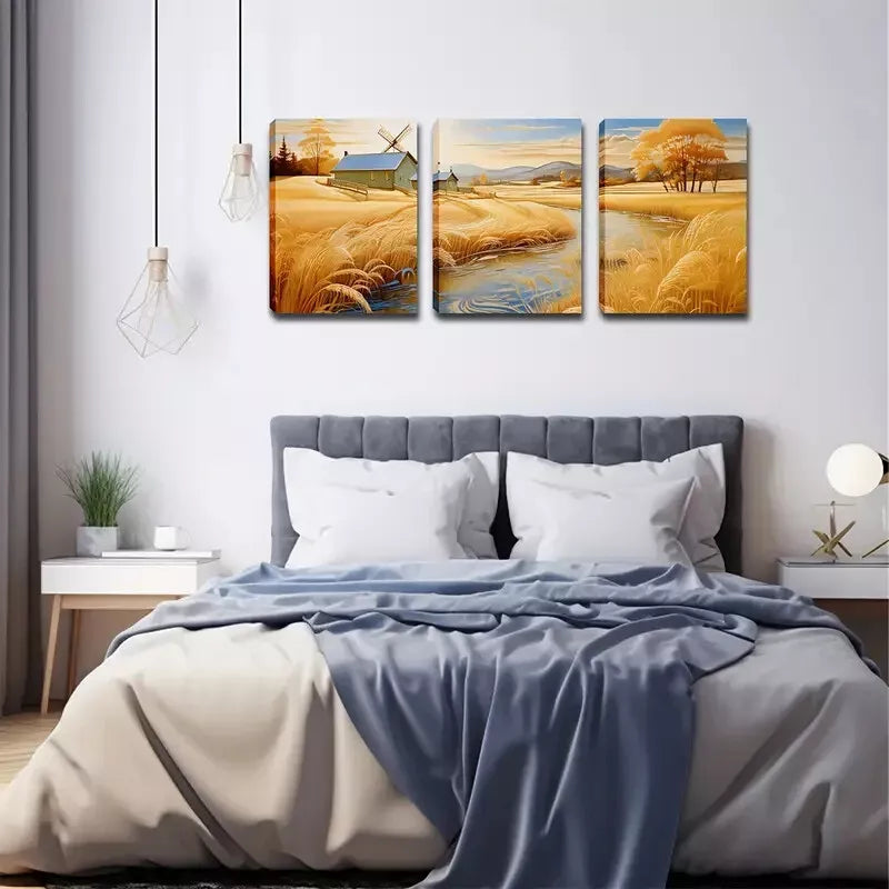3pcs Laid-Back Country Scenery Wall Art Set Canvas Framed 40x60cm - High Quality Print 100% Australian Made Wall Canvas Ready to Hang