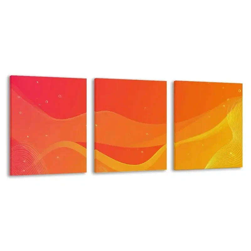 3pcs Red and orange Gradient Abstract Wave Line Wall Art Set Canvas Framed 50x70cm - High Quality Print 100% Australian Made Wall Canvas Ready to Hang