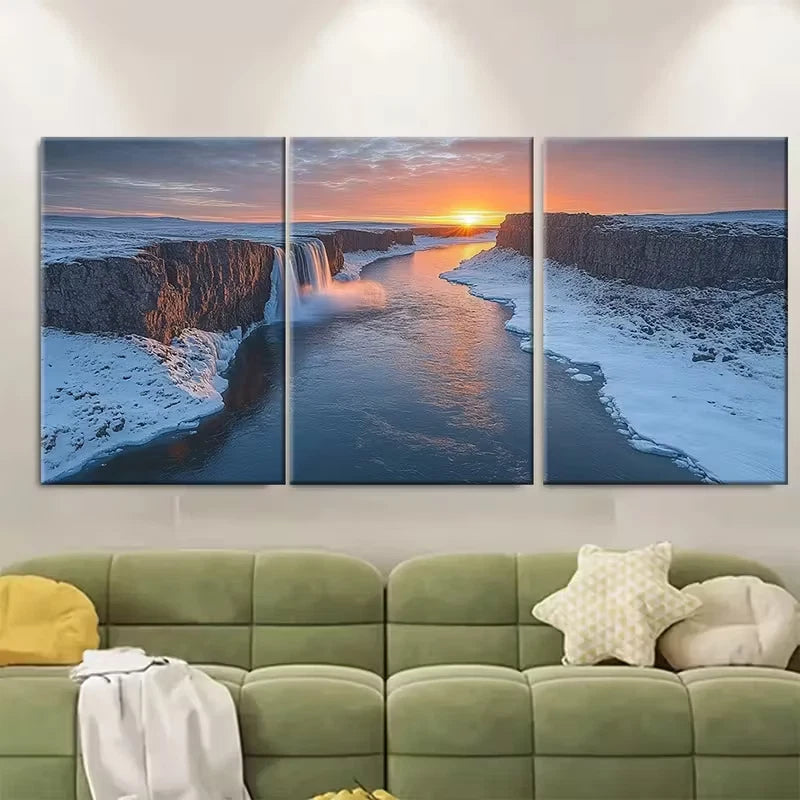 3pcs Fjollum River Jokulsargljufur National Park Metal Print Ready to Hang Art
