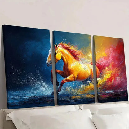 3pcs Oil Painting Abstract Horse Wall Art Canvas Unframed – High Quality Print 100% Australian Made Wall Canvas