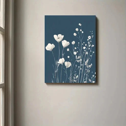 Beautiful White Flowers Light Colors Floral Painting 60x90cm Metal Print Ready to Hang