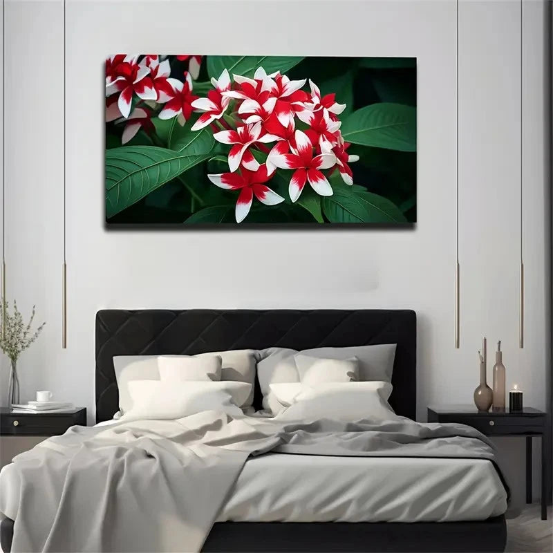 Red And White Flowers Wall Art Canvas Office Home Room Framed 120x60cm