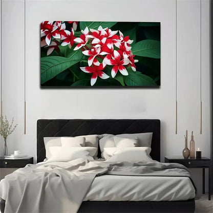 Red And White Flowers Wall Art Canvas Office Home Room Framed 120x60cm