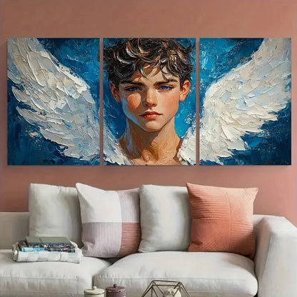 3pcs Realistic Male Figure with Wings Design Metal Print Ready to Hang Art - Bella Home Decor