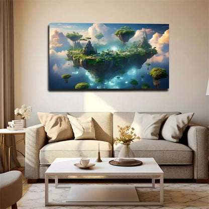 Magic Island In The Sky Any Wall Art Canvas Office Home Room Framed 120x60cm