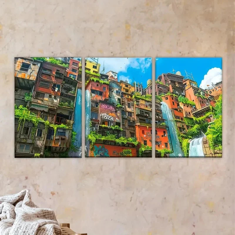 3pcs Concept Art Future City Wall Art Set Canvas Framed 40x60cm - High Quality Print 100% Australian Made Wall Canvas Ready to Hang - Bella Home Decor