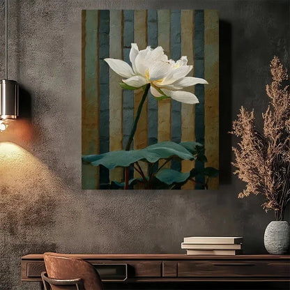 Lotus Blossom Serene Nature Design Painting 40x60cm Metal Print Ready to Hang