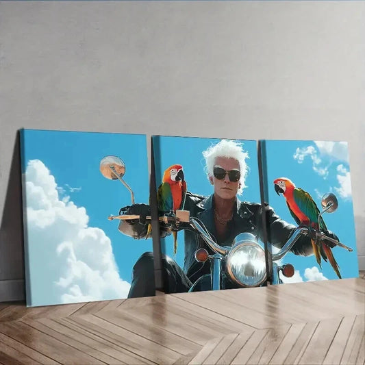 3pcs Featuring a Free Old Man Design Wall Art Set Canvas Framed 50x70cm - High Quality Print 100% Australian Made Wall Canvas Ready to Hang