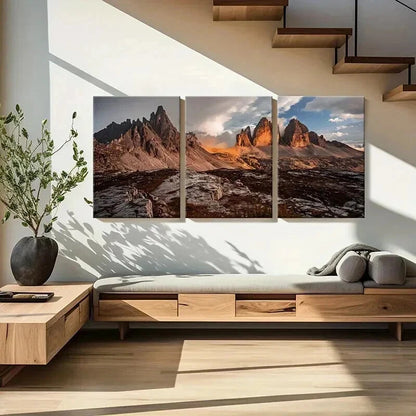 3pcs Sunset & Rocky Mountain Landscape  Wall Art Set Canvas Framed 60x90cm - High Quality Print 100% Australian Made Wall Canvas Ready to Hang - Bella Home Decor