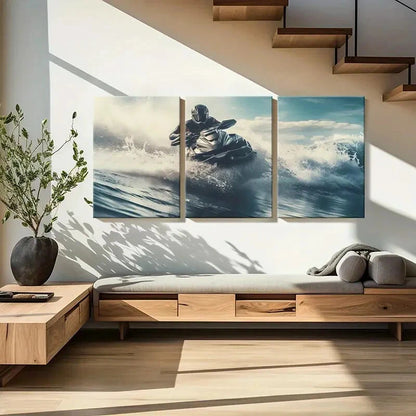 3pcs Ocean Waves Adventure Spirit Painting Metal Print Ready to Hang Art - Bella Home Decor