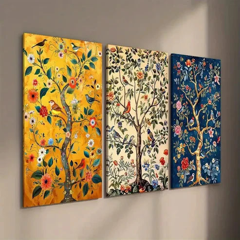 3pcs Tree of Life & Songbirds Canvas Unframed - High Quality Print 100% Australian Made Wall Canvas