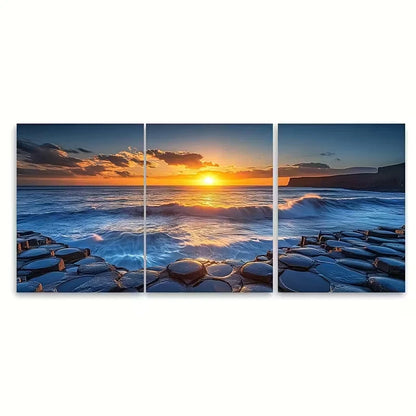 3pcs Giants Causeway Northern Ireland Metal Print Ready to Hang Art - Bella Home Decor