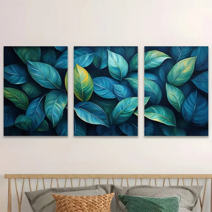 3pcs Lush Green Foliage Decor Wall Art Set Canvas Framed 40x60cm - High Quality Print 100% Australian Made Wall Canvas Ready to Hang
