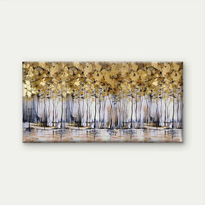 Abstract Golden Forest Wall Art Canvas Office Home Room Framed 120x60cm