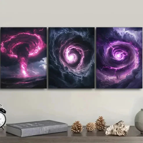 3pcs Tornado Art Deco  Wall Art Set Canvas Unframed - High Quality Print 100% Australian Made Wall Canvas - Bella Home Decor