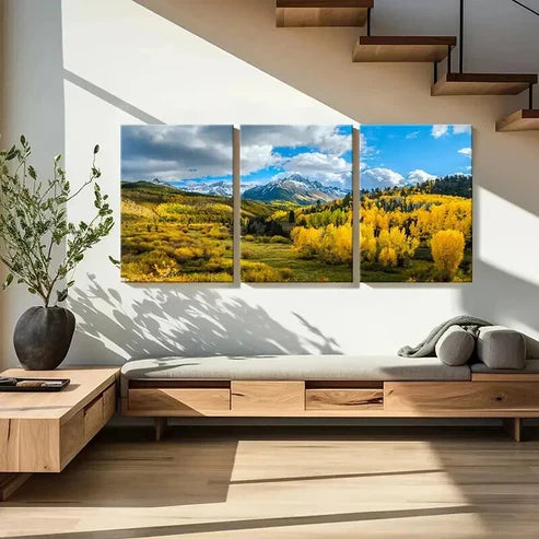 3pcs Vibrant Autumn Mountain Landscape Wall Art Canvas Unframed - High Quality Print 100% Australian Made Wall Canvas
