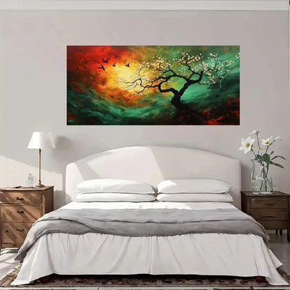Blossom Tree Sunset Wall Art Canvas Office Home Room Framed 120x60cm