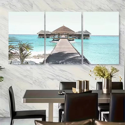 3pcs Maldives Beach Sunset Landscapes Metal Print Ready to Hang Art