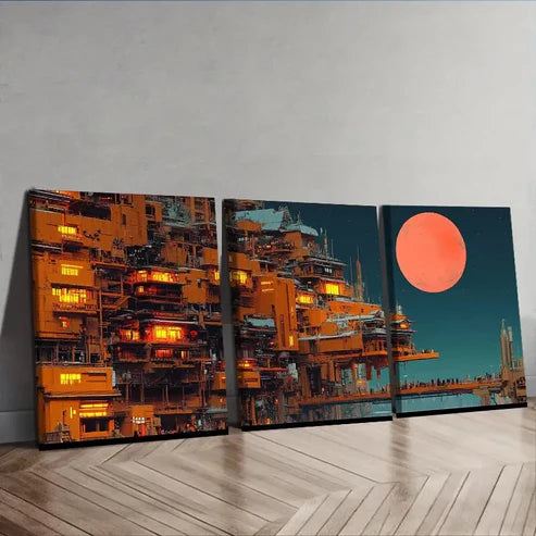 3pcs Depicting a Vibrant City Scene Wall Art Canvas Unframed - High Quality Print 100% Australian Made Wall Canvas - Bella Home Decor