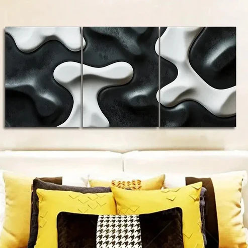 3pcs Shape on Black Background Wall Art Set Canvas Unframed - High Quality Print 100% Australian Made Wall Canvas