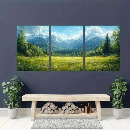 3pcs Addack Mountains Landscape Nature Scenery Metal Print Ready to Hang Art - Bella Home Decor