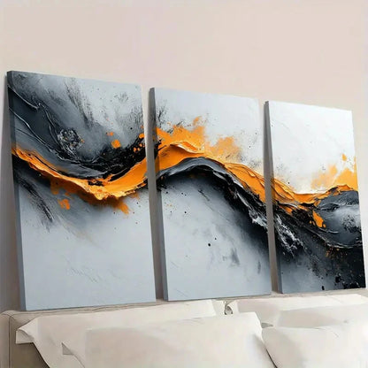 3pcs Beige and Brown Abstract Painting R  Wall Art Set Canvas Framed 50x70cm - High Quality Print 100% Australian Made Wall Canvas Ready to Hang - Bella Home Decor
